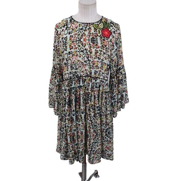 Anthropologie Dresses & Skirts - Bhanuni By Jyoti Anthropologie LIBRA 4 Green Black Floral Embroidered